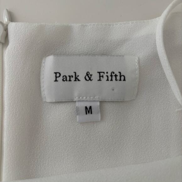 PARK & FIFTH Singer Midi Dress Size Medium Ruffle Hem White Wedding Bachelorette - Picture 6 of 12